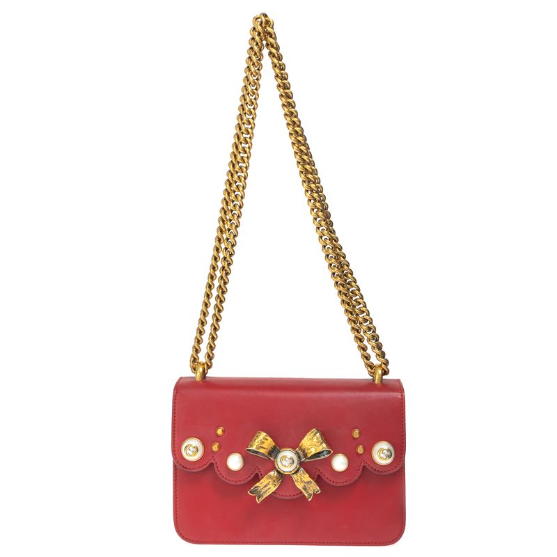 Bolsa-Gucci-Pearly-Peony-Chain-Vermelha