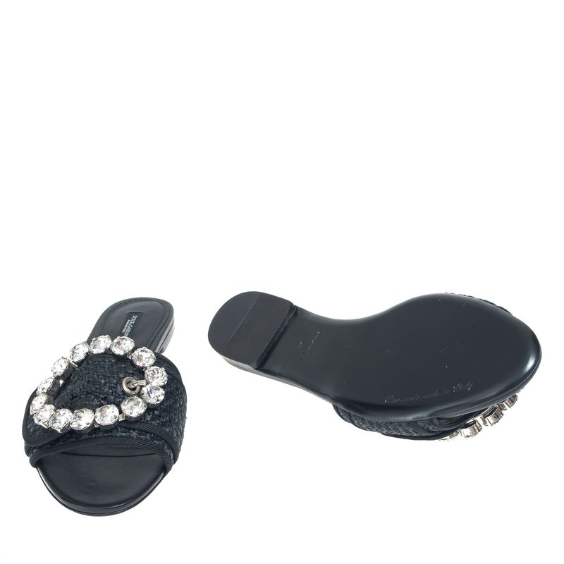 Sandalia-Dolce---Gabbana-Rasteira-com-Cristais-Preta