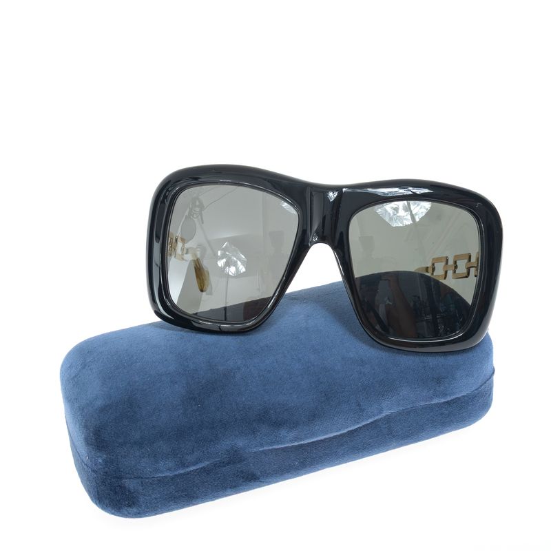 Oculos-Gucci-Maxi-Acetato-e-Corrente-Preto-e-Dourado