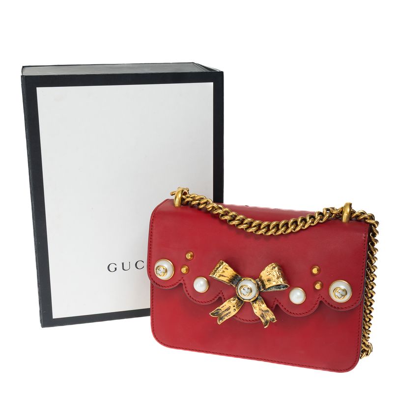 Bolsa-Gucci-Pearly-Peony-Chain-Vermelha