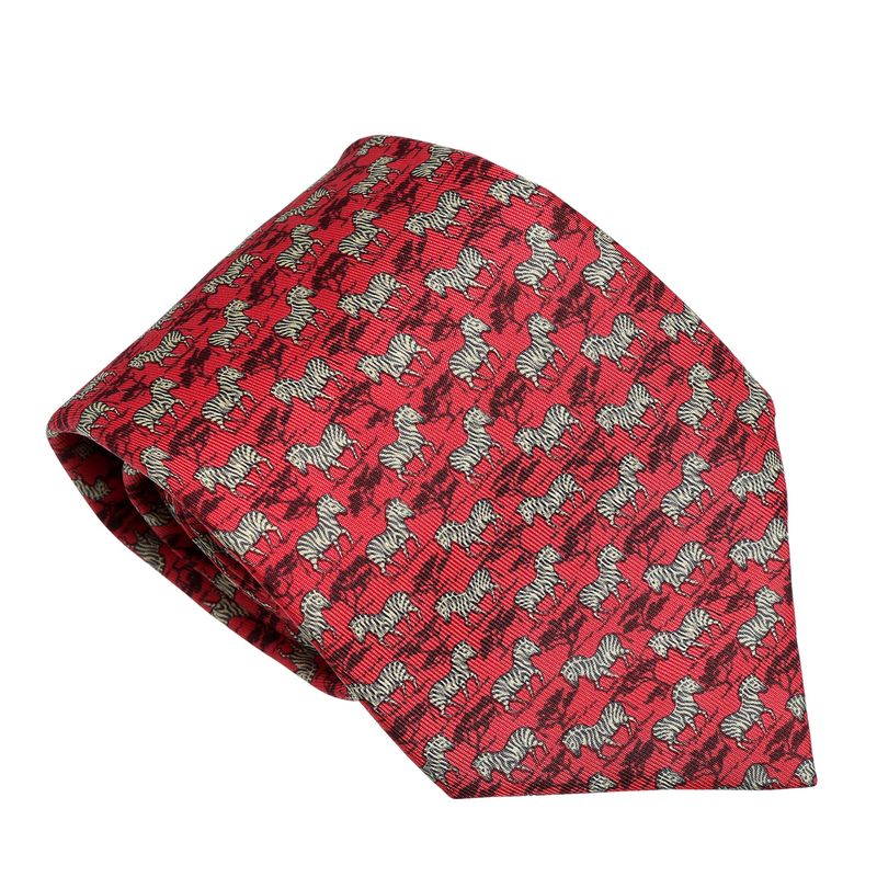 Gravata-Hermes-Estampada-Zebra-Vermelha