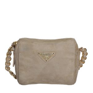 Bolsa Prada Mini Transversal Camurça Bege