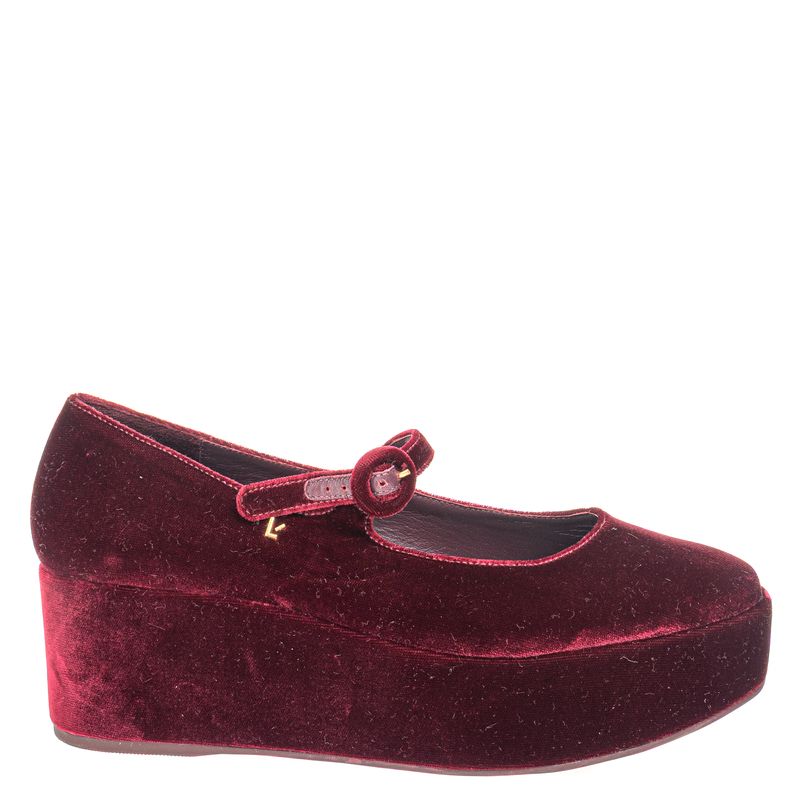 Sapato-Larroude-Blair-Flatform-Veludo-Vinho
