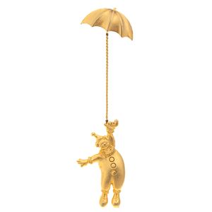 Broche Palhaço Pendente Dourado