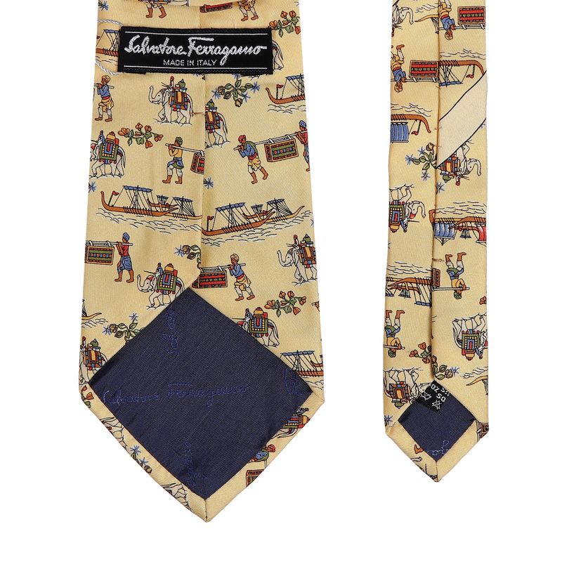 Gravata-Salvatore-Ferragamo-Estampada-Barcos-Bege-