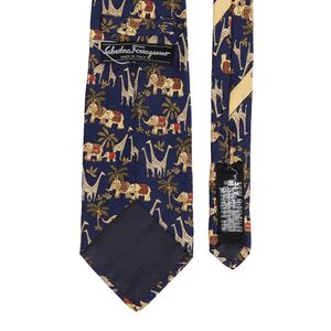 Gravata Salvatore Ferragamo Estampada Elefante Azul