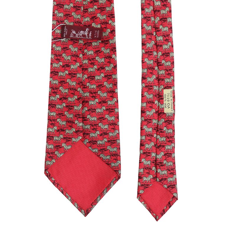 Gravata-Hermes-Estampada-Zebra-Vermelha