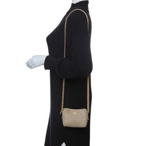 Bolsa Prada Mini Transversal Camurça Bege