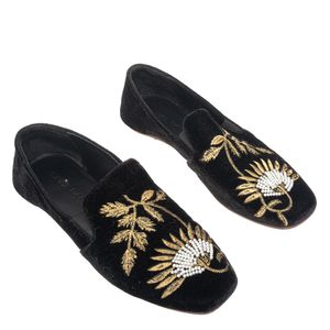 Mocassim Cris Barros Bordado Veludo Preto