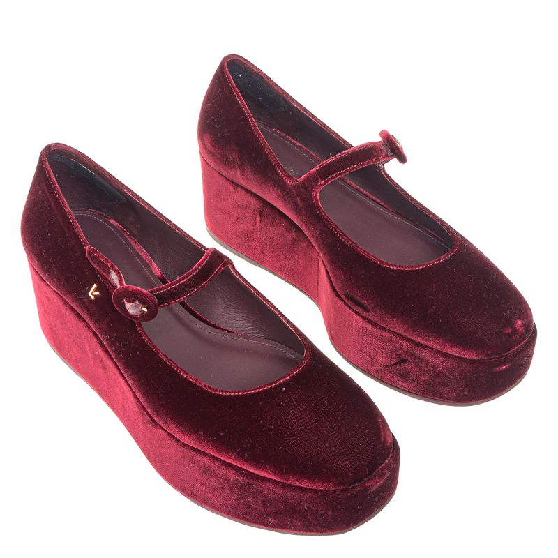 Sapato-Larroude-Blair-Flatform-Veludo-Vinho