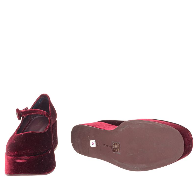 Sapato-Larroude-Blair-Flatform-Veludo-Vinho