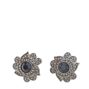 Brinco de Pressão Swarovski Flor Preto