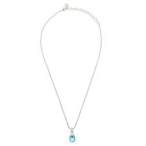 Colar Swarovski Prateado Cristal Azul