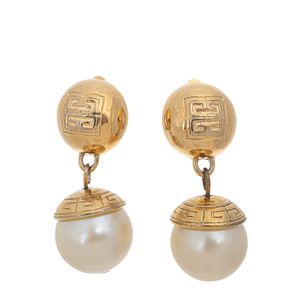 Brinco Givenchy Vintage Longo Esfera Perolada