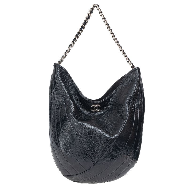 Bolsa-Chanel-Crumpled-Patent-Droplet-Preta