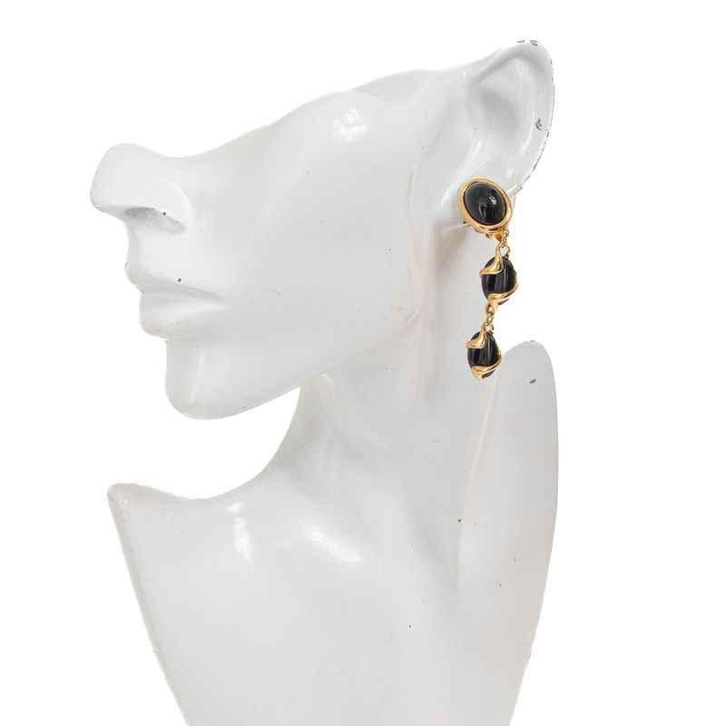 Brinco-de-Pressao-Swarovski-Longo-Preto-e-Dourado
