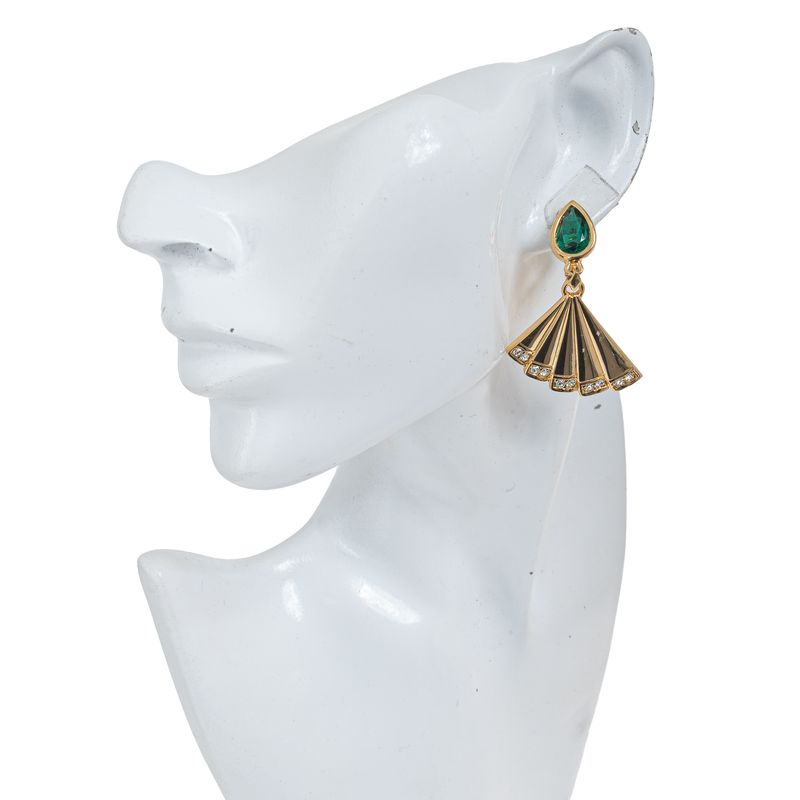 Brinco-Swarovski-Leque-Dourado-e-Verde