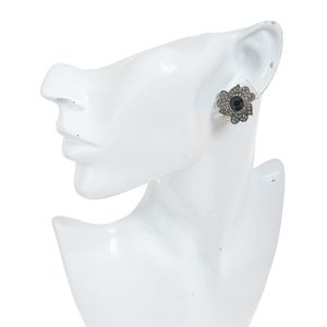 Brinco de Pressão Swarovski Flor Preto