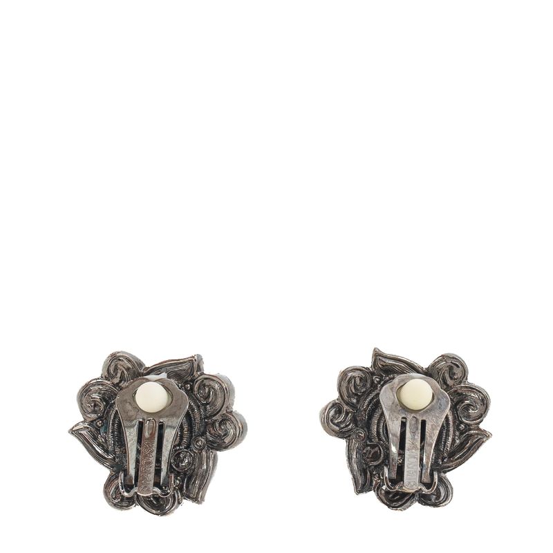 Brinco-de-Pressao-Swarovski-Flor-Preto