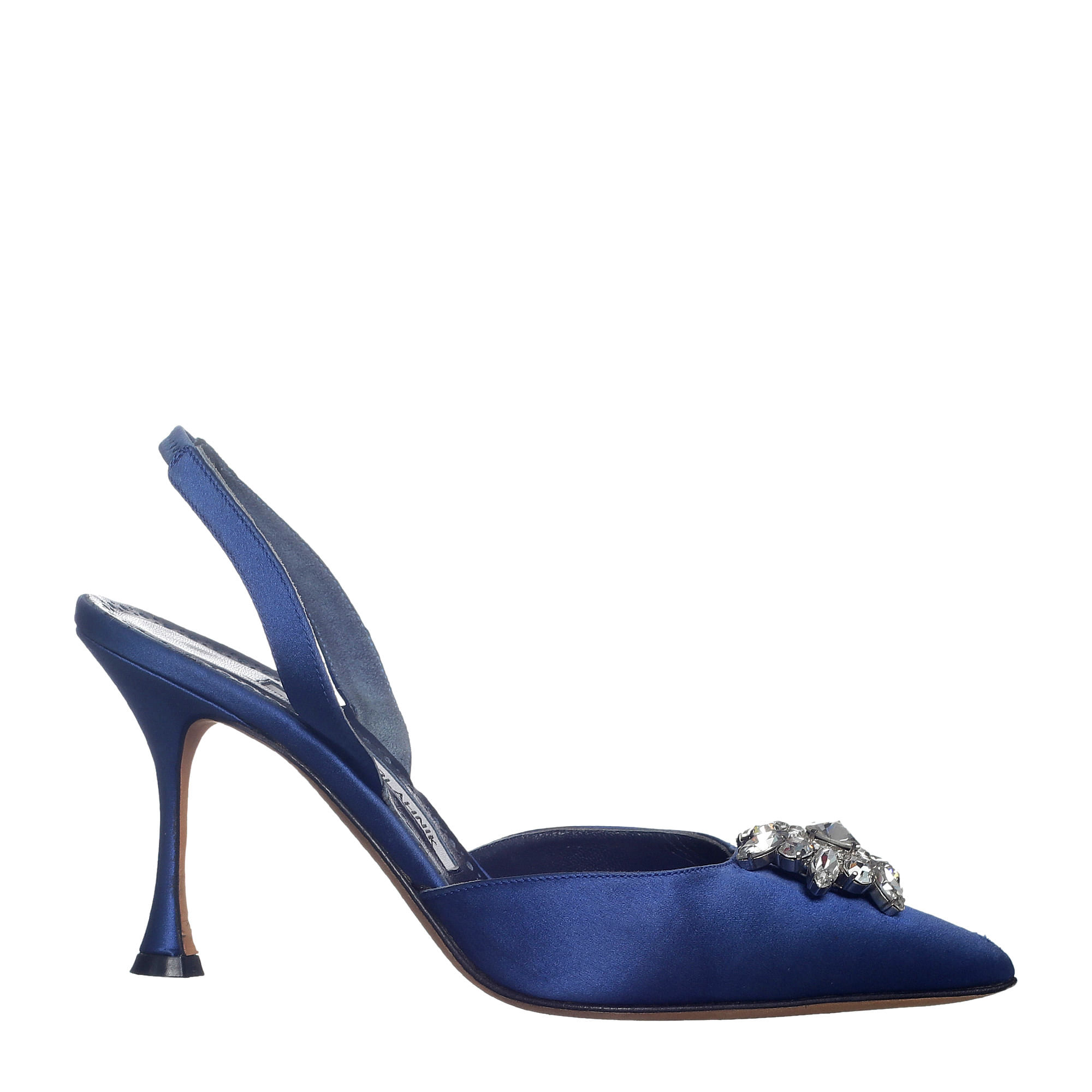 Sapato Manolo Blahnik Cetim Azul | Brechó de luxo - Prettynew Sapato Manolo Blahnik Cetim Azul | Brechó de luxo - Prettynew
