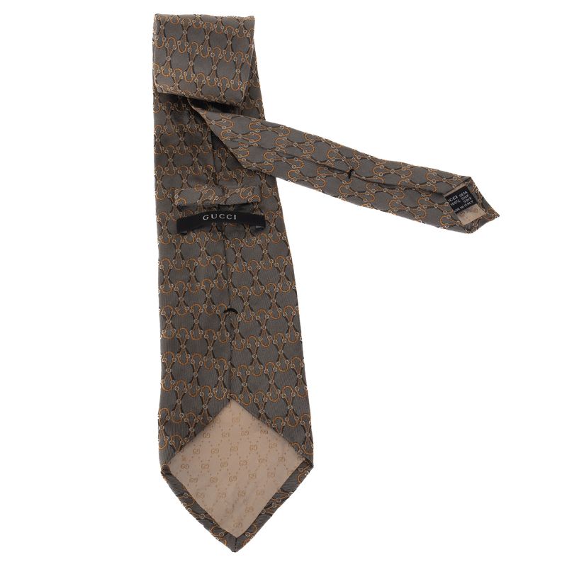 Gravata-Gucci-Estampada-Cinza