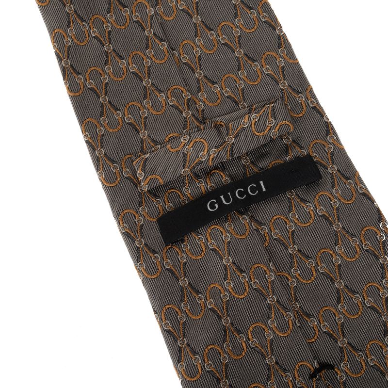 Gravata-Gucci-Estampada-Cinza