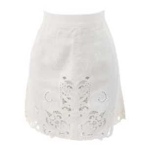 Saia Dolce & Gabbana Linho com Bordado Branca