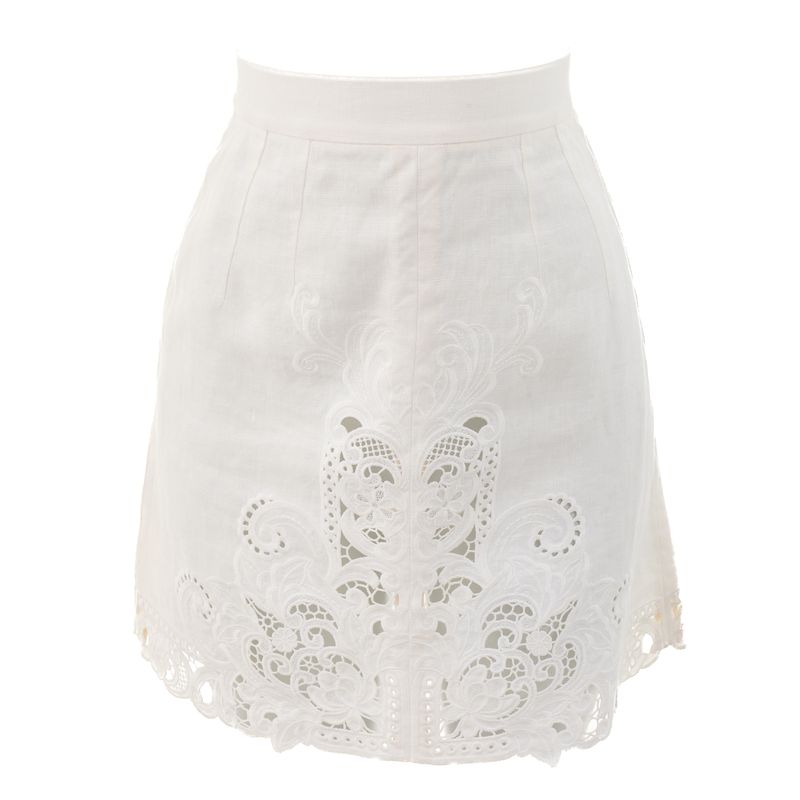 Saia-Dolce---Gabbana-Linho-com-Bordado-Branca
