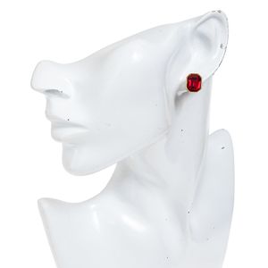Brinco Swarovski Vintage Cristal Oitavado Vermelho