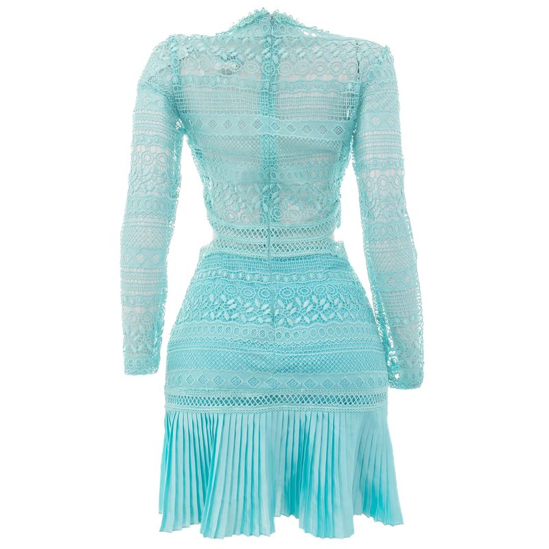 Vestido-Iorane-com-Renda-e-Plissado-Azul-Ciano
