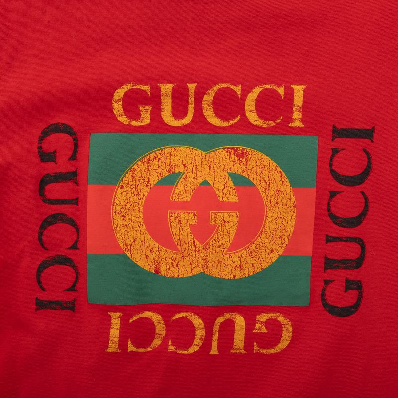Camiseta-Gucci-Infantil-Estampada-Vermelha