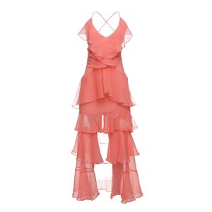 Vestido Marcelo Quadros Babados Rosa