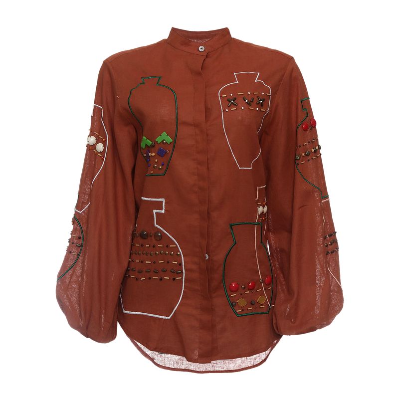 Camisa-Wai-Wai--Betina-de-Luca-Bordada-Marrom