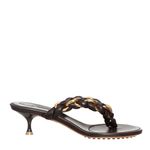 Sandalia-Bottega-Veneta-com-Corrente-Preta-e-Dourada