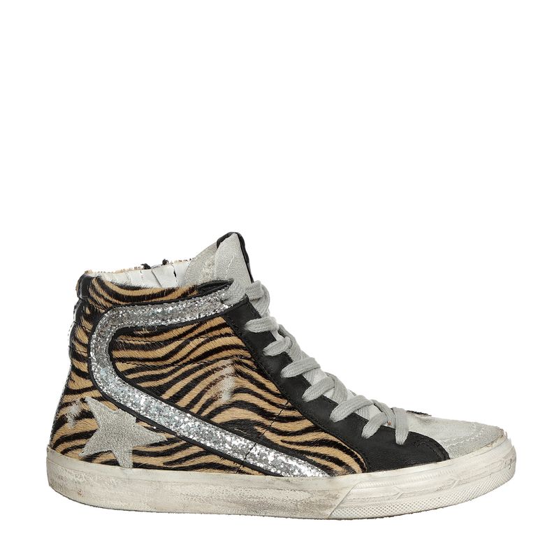 Tenis-Golden-Goose-Cano-Alto-Animal-Print