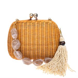 Bolsa Serpui em Palha com Alça em Resina