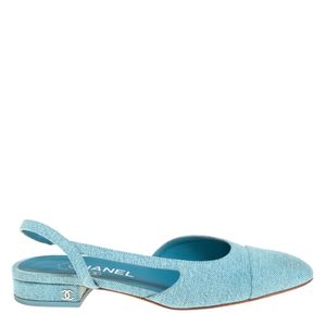 Sapato Chanel Slingback Jeans Azul