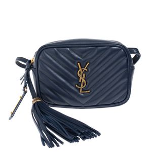 Bolsa Saint Laurent Pochete Lou em Couro Marinho