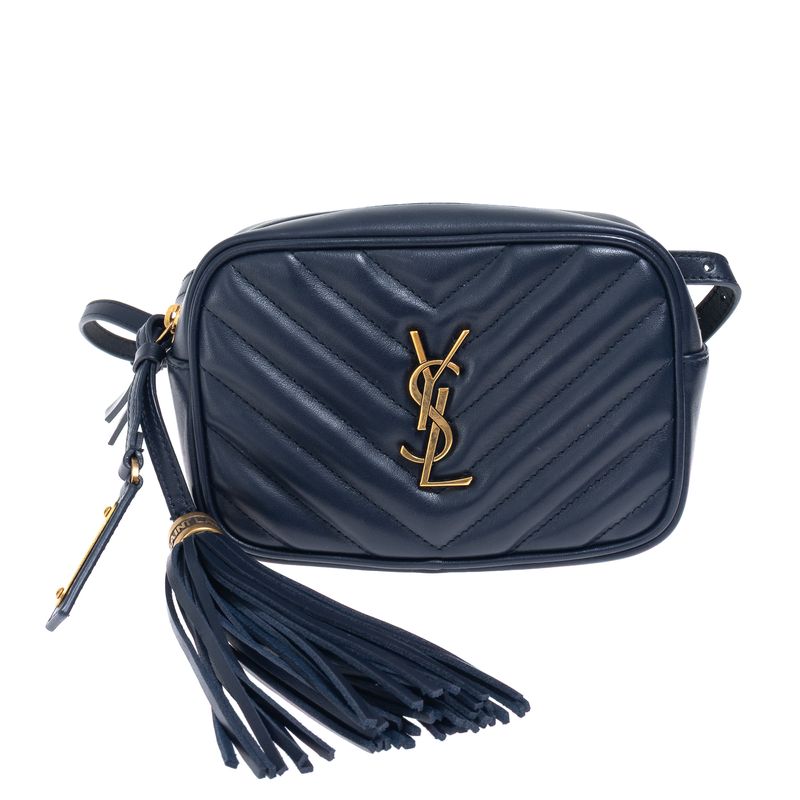 Bolsa-Saint-Laurent-Pochete-Lou-em-Couro-Marinho