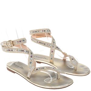 Sandália Christian Dior Rasteira Dourada