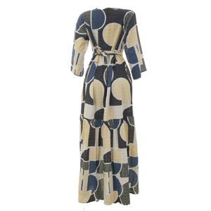 Vestido Paula Raia Longo com Cinto Laise Estampado