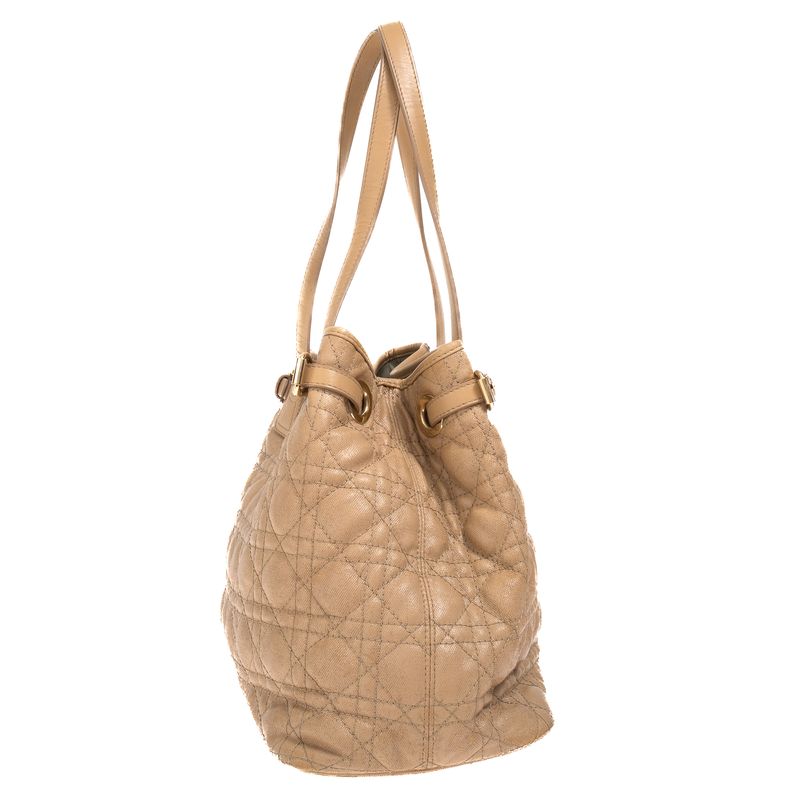 Bolsa-Dior-Panarea-Tote-Cannage-Tecido-Bege