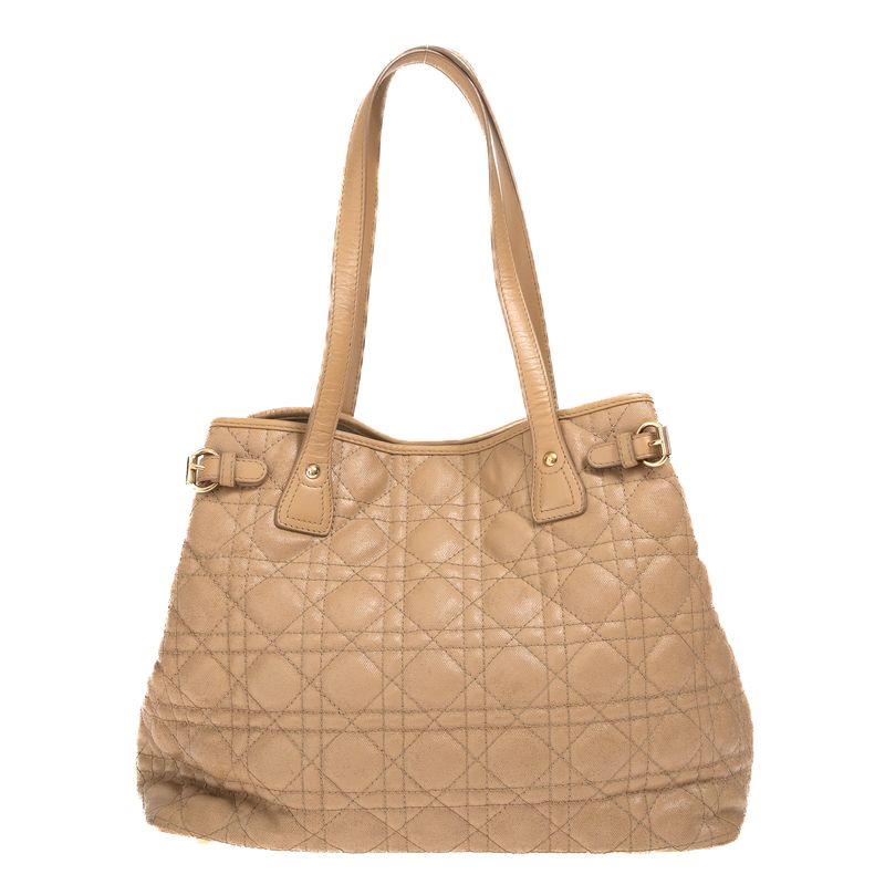 Bolsa-Dior-Panarea-Tote-Cannage-Tecido-Bege