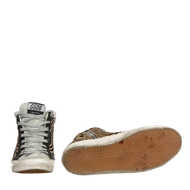 Tenis-Golden-Goose-Cano-Alto-Animal-Print
