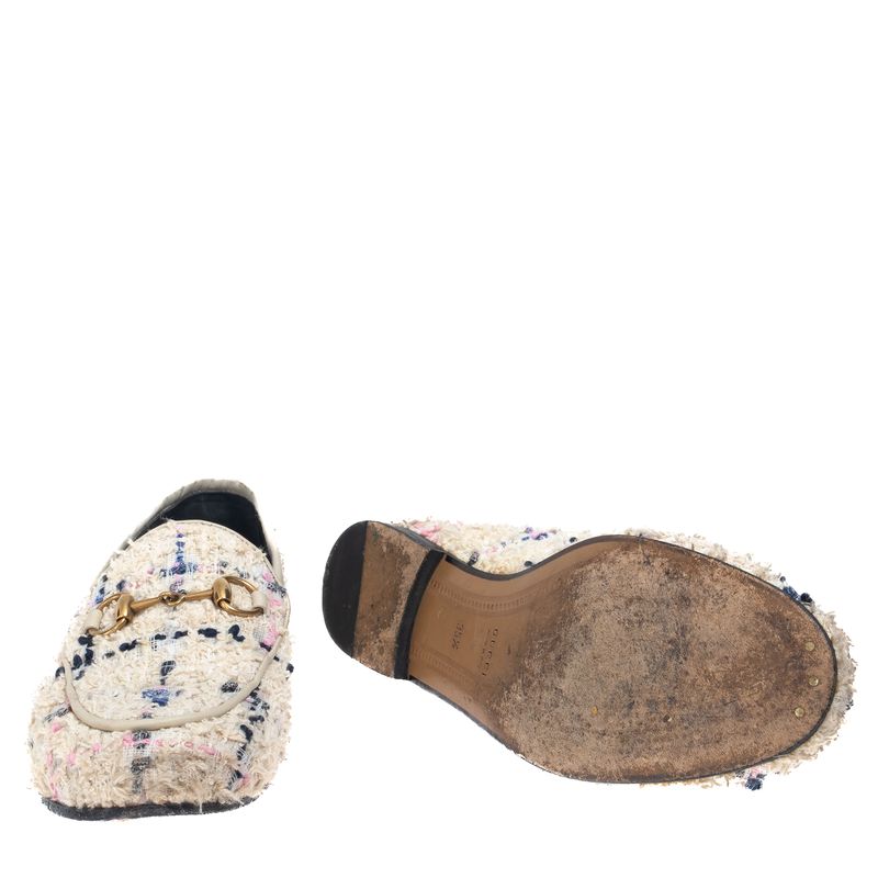 Mocassim-Gucci-Horsebit-Tweed-Branco
