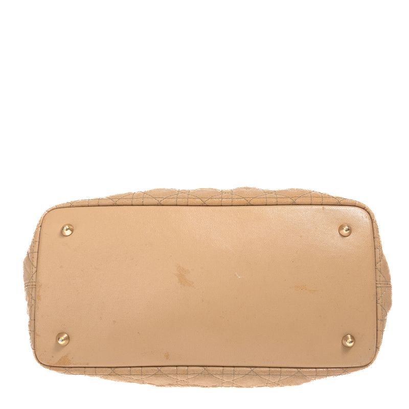 Bolsa-Dior-Panarea-Tote-Cannage-Tecido-Bege