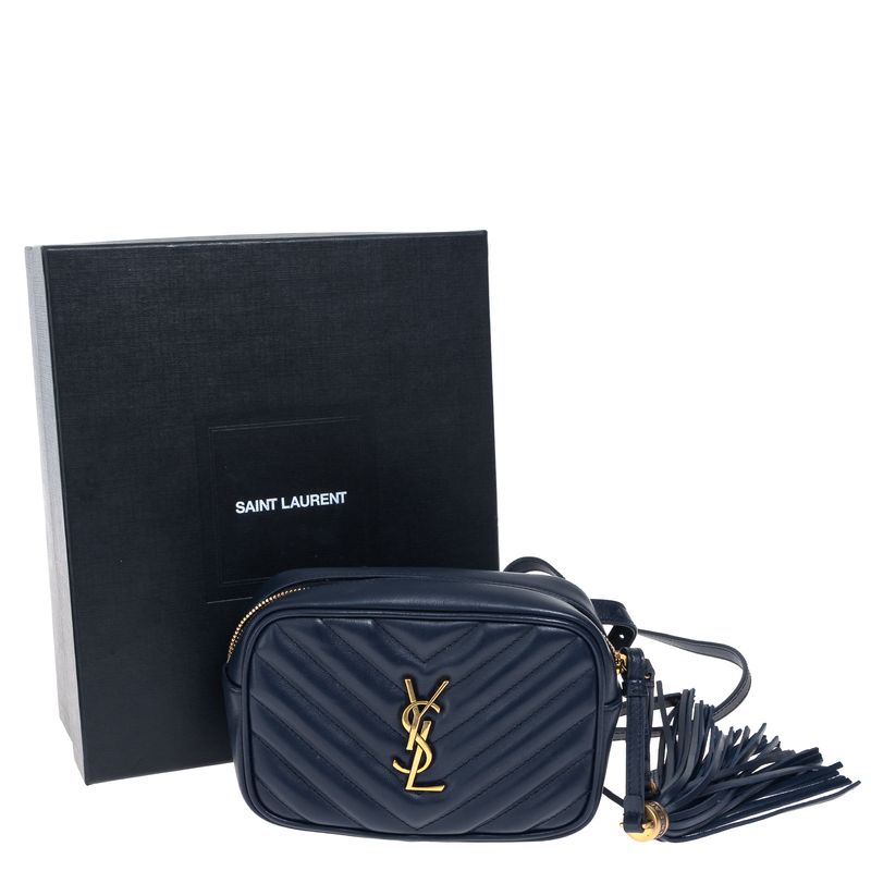Bolsa-Saint-Laurent-Pochete-Lou-em-Couro-Marinho