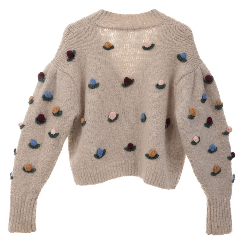 Casaco-Zara-Trico-com-Flores-Cinza