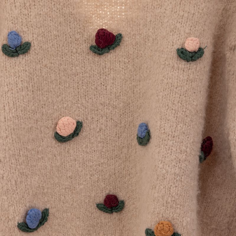 Casaco-Zara-Trico-com-Flores-Cinza
