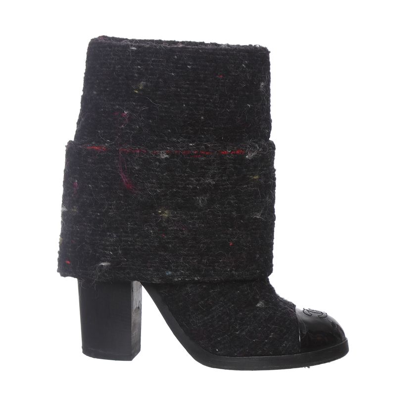 Bota-Chanel-Ankle-Cano-Baixo-Tweed